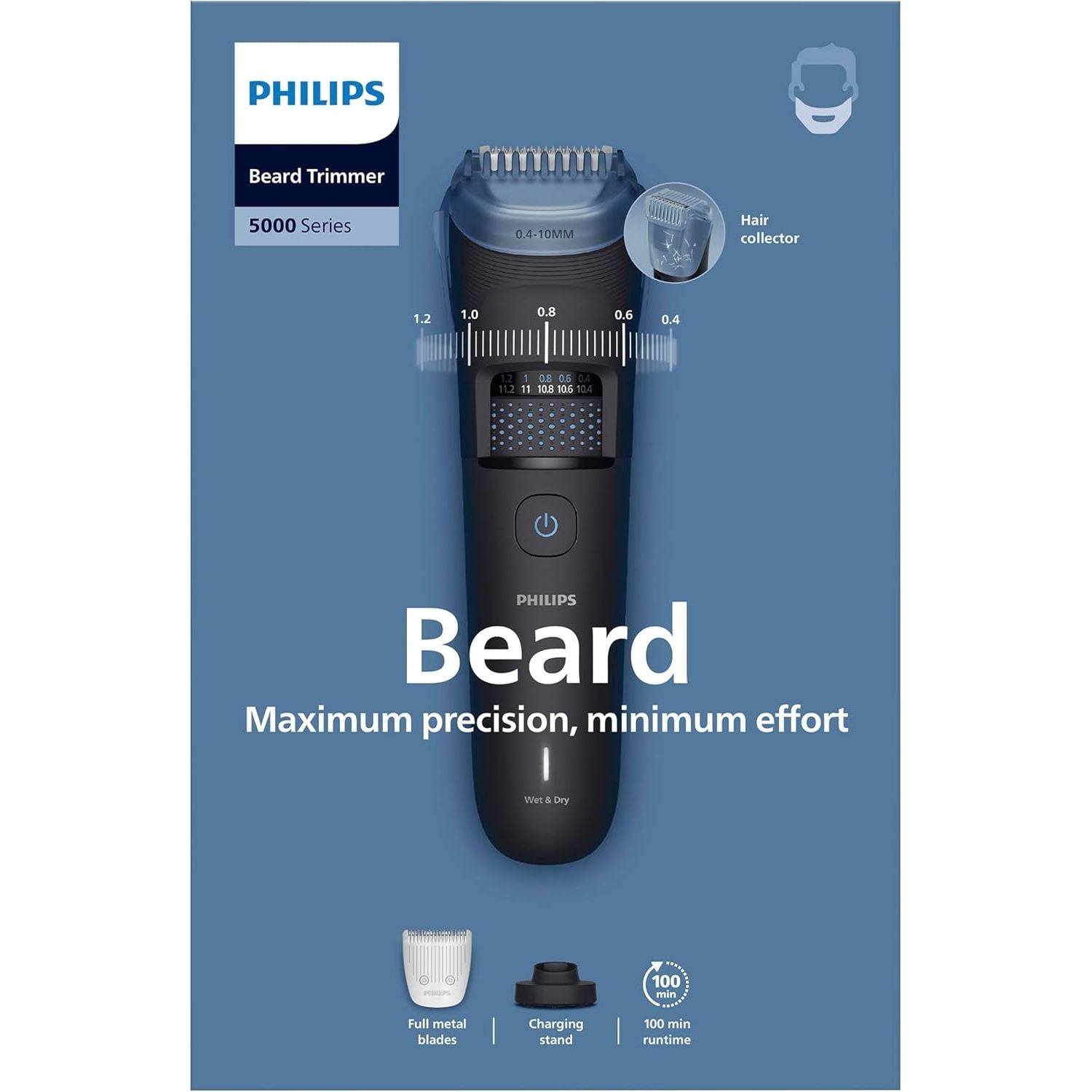 Philips Beard Trimmer 5000 Series Self-sharpening Metal Blades 100% Waterproof BT5780/15